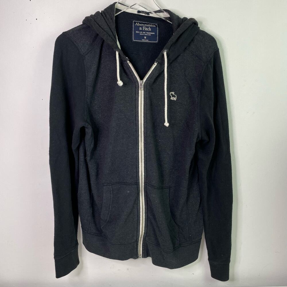Abercrombie & Fitch Lightweight Zip Up Hoodie Sweatshirt Gray, Men's Size Medium
